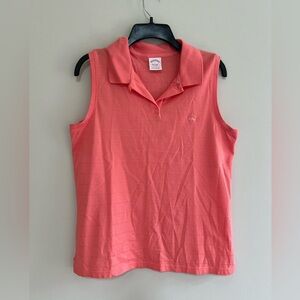 Brooks Brothers Women’s Cotton Performance Knit Sleeveless Polo in Coral Pink, L